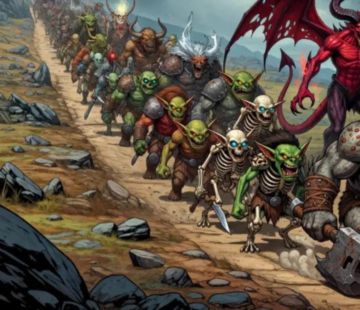 Különböző ellenségtípusok a Kingdom Rush világából: orkok, trollok, démonok és más fantasy lények