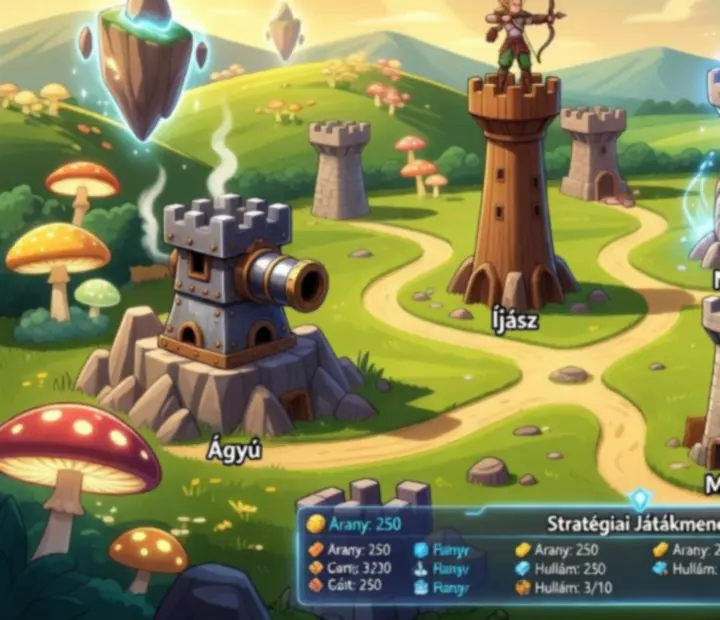 Tornyok elhelyezése a Kingdom Rush pályáján stratégiai pontokon